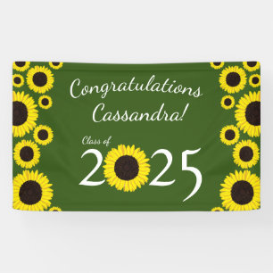 Sunflowers Country Graduation Party Green Banner