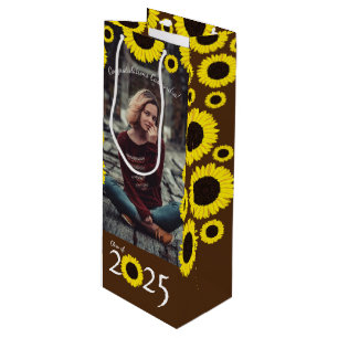 Sunflowers Country Graduation Party Wine Gift Bag
