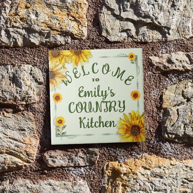 Sunflowers Country Kitchen Name Ceramic Tile (Creator Uploaded)