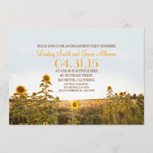 Sunflowers country rustic engagement party invite