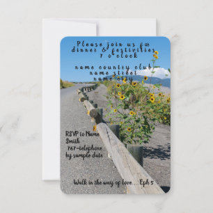 Sunflowers country west mountain road casual table RSVP card