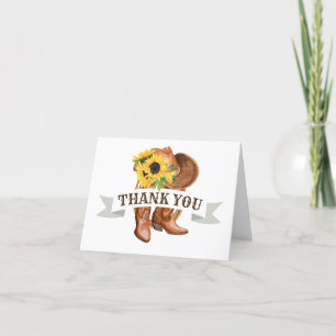 Sunflowers, Cowboy Boots, Hat, & Lasso Thank You Card
