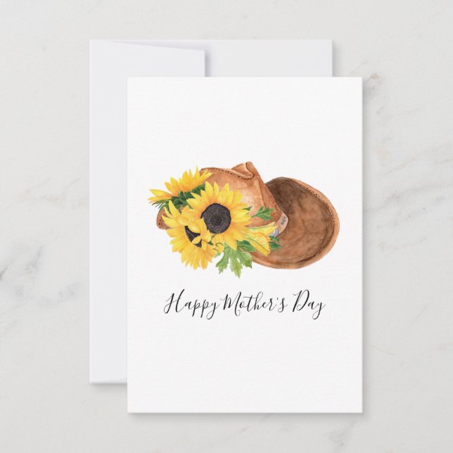 Sunflowers & Cowboy Hat Mother's Day Flat Card (Front)