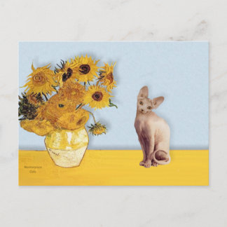 Sunflowers - Cream Sphyx cat Postcard