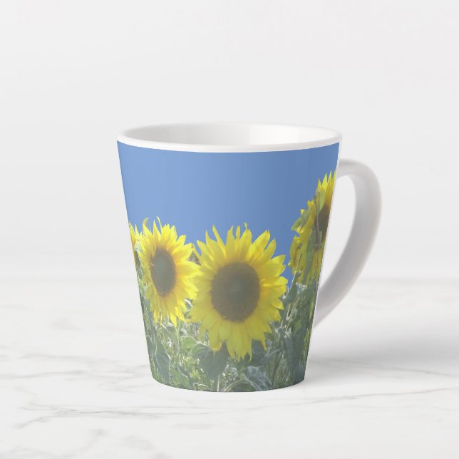 Sunflowers Cust. background colour Latte Mug (Right Angle)