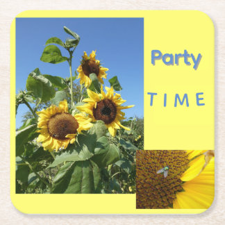 Sunflowers Cust. Text Paper Coaster