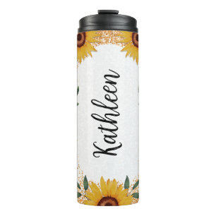 Sunflowers Custom Name Thermal Tumbler