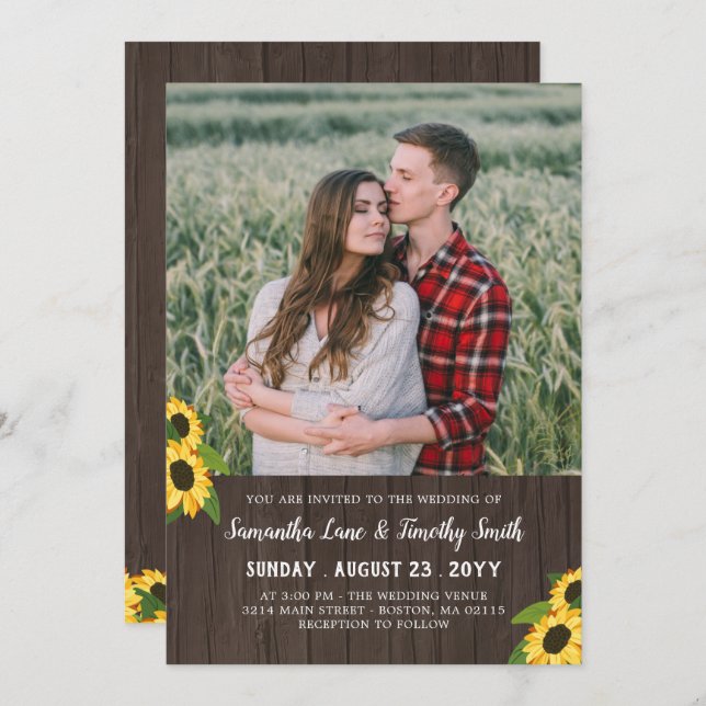 Sunflowers Custom Photo Two In One Wedding Invitation (Front/Back)