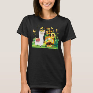 Sunflowers Cute Gnome Floral Llama Farm Farmer Fam T-Shirt