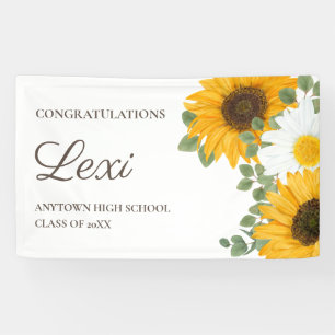 Sunflowers Daisies Graduation Party Congratulation Banner
