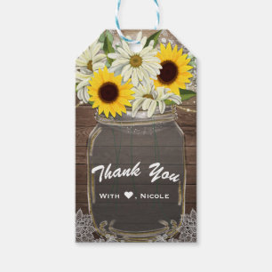Sunflowers & Daisies Mason Jar Sparkle Rustic Chic Gift Tags