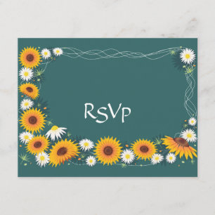 Sunflowers & Daisies Wedding Invitation RSVP Card