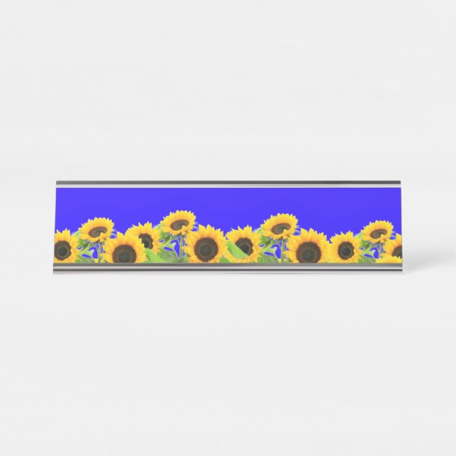 Sunflowers Desk Plate Ukrainian Flag Colours Desk Name Plate (Front)