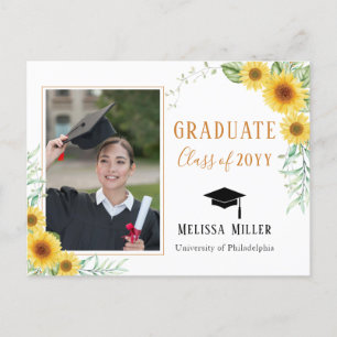 Sunflowers Elegant Graduation photo Holiday Postcard