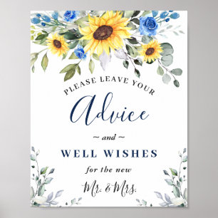 Sunflowers Eucalyptus Advice & Wishes Wedding Sign