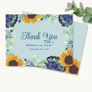Sunflowers Eucalyptus Blue Floral Wedding Invite