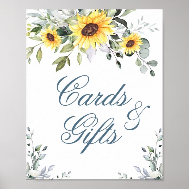 Sunflowers Eucalyptus Cards and Gifts Wedding Sign (Front)