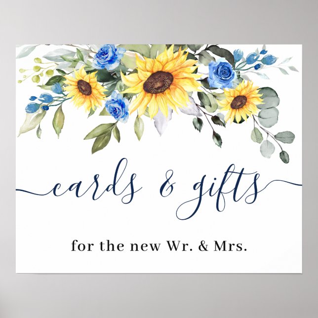 Sunflowers Eucalyptus Cards & Gifts Wedding Sign (Front)