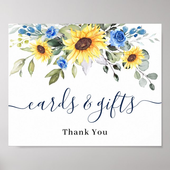 Sunflowers Eucalyptus Cards & Gifts Wedding Sign (Front)