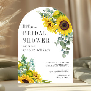 Sunflowers Eucalyptus Leaves Arch Bridal Shower Invitation