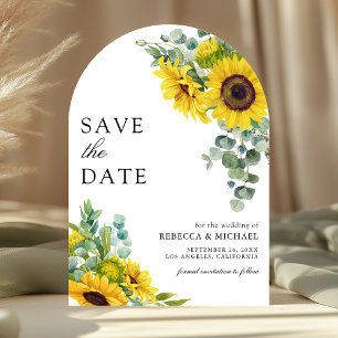 Sunflowers Eucalyptus Leaves Arch Photo Wedding Save The Date