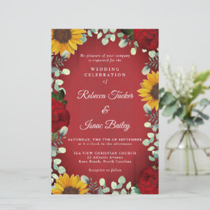 Sunflowers Eucalyptus Red Rose Wood Budget Wedding