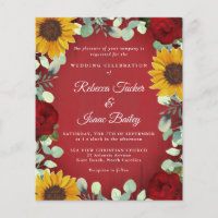 Sunflowers Eucalyptus Red Rose Wood Budget Wedding