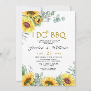 Sunflowers Eucalyptus Rustic Engagement Party Invitation