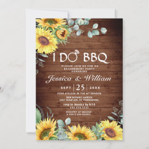 Sunflowers Eucalyptus Rustic Engagement Party Invitation
