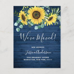 Sunflowers Eucalyptus Rustic Moving Announcement Postcard