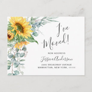 Sunflowers Eucalyptus Rustic Moving Announcement Postcard