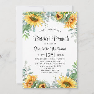 Sunflowers Eucalyptus Watercolor Bridal Brunch Invitation