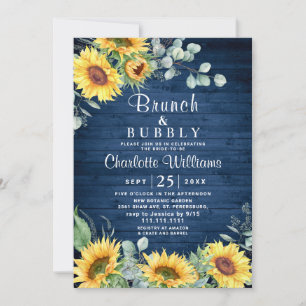 Sunflowers Eucalyptus Watercolor Brunch & Bubbly Invitation