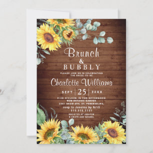 Sunflowers Eucalyptus Watercolor Brunch & Bubbly Invitation