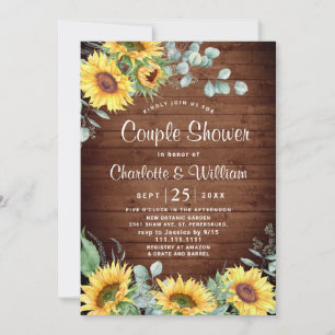 Sunflowers Eucalyptus Watercolor Couple Shower Invitation