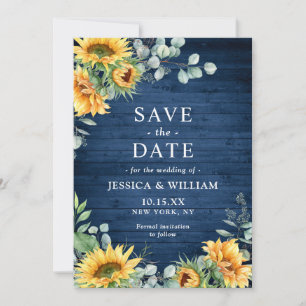Sunflowers Eucalyptus Watercolor Rustic Wedding Save The Date