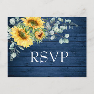 Sunflowers Eucalyptus Watercolor Wedding RSVP  Postcard