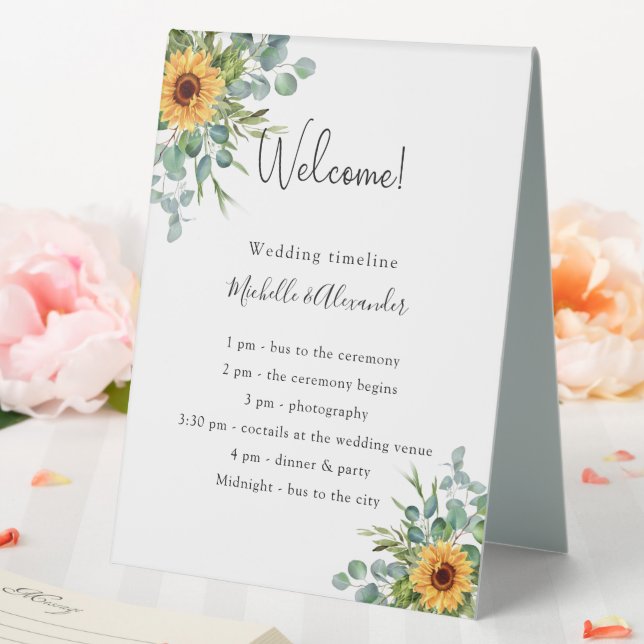 Sunflowers eucalyptus wedding program details (In SItu (Wedding))