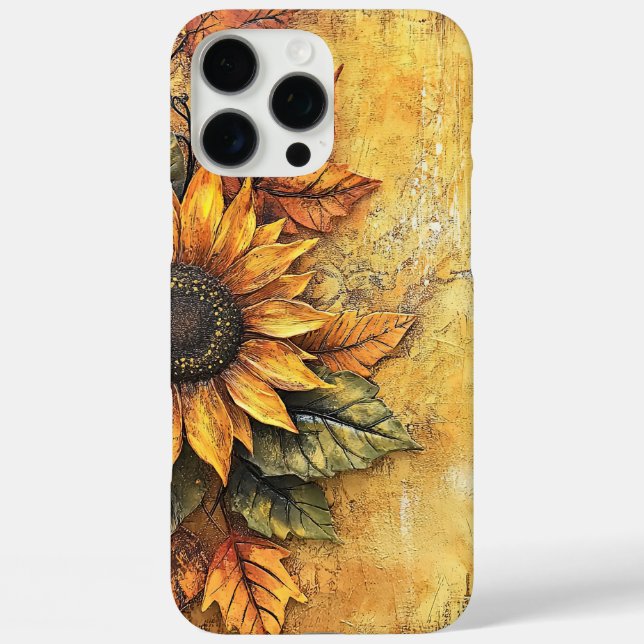 Sunflowers Fall Autumn Leaves Mixed Media Case-Mate iPhone Case (Back)