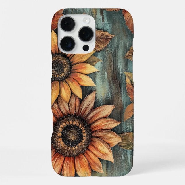 Sunflowers Fall Autumn Leaves Mixed Media iPhone Case (Back)