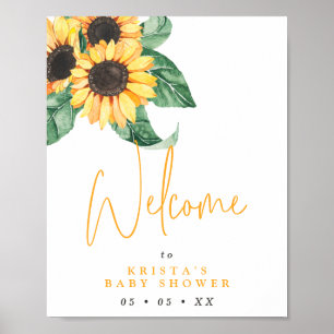 Sunflowers Fall Baby Shower Welcome Poster