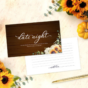 Sunflowers Fall Bridal Shower Date Night Cards