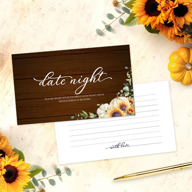 Sunflowers Fall Bridal Shower Date Night Cards (Creator Uploaded)