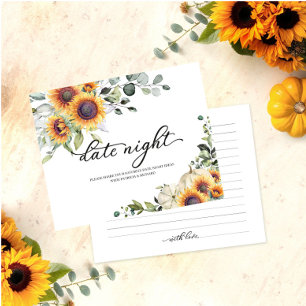 Sunflowers Fall Bridal Shower Date Night Cards