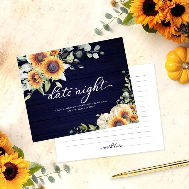 Sunflowers Fall Bridal Shower Date Night Cards (Creator Uploaded)