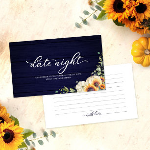Sunflowers Fall Bridal Shower Date Night Cards