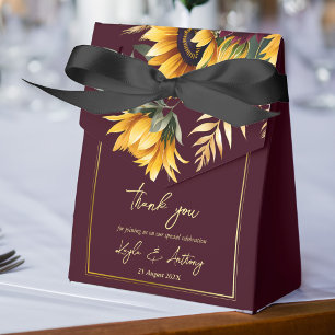 Sunflowers fall summer wedding burgundy  favour box