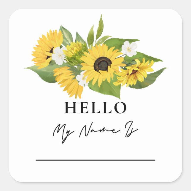 Sunflowers Family Fun Day Square Name Tag (Front)