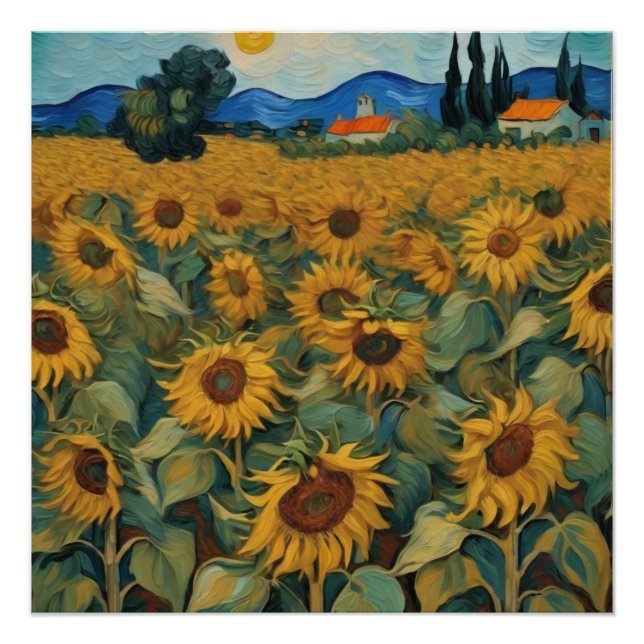 sunflowers field van gogh style poster (Front)