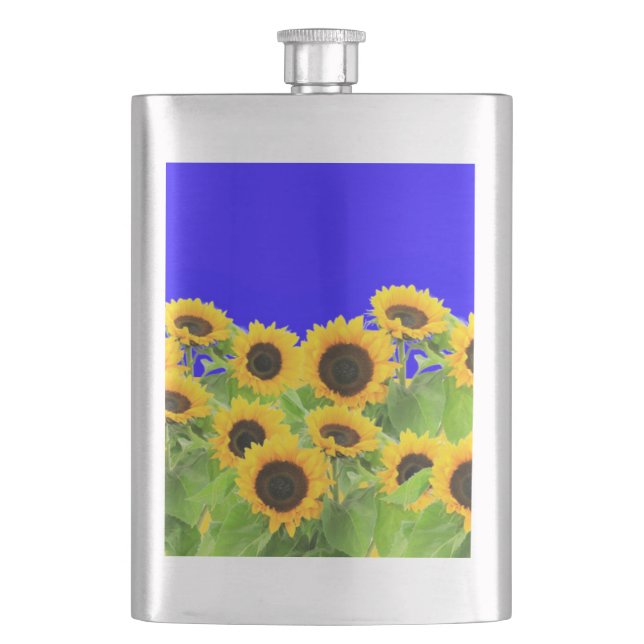 Sunflowers Flask Ukrainian Flag Colours (Front)